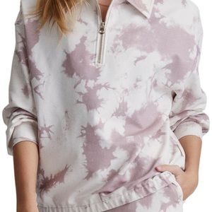 VARLEY half zip collared marble print pullover with gold detail